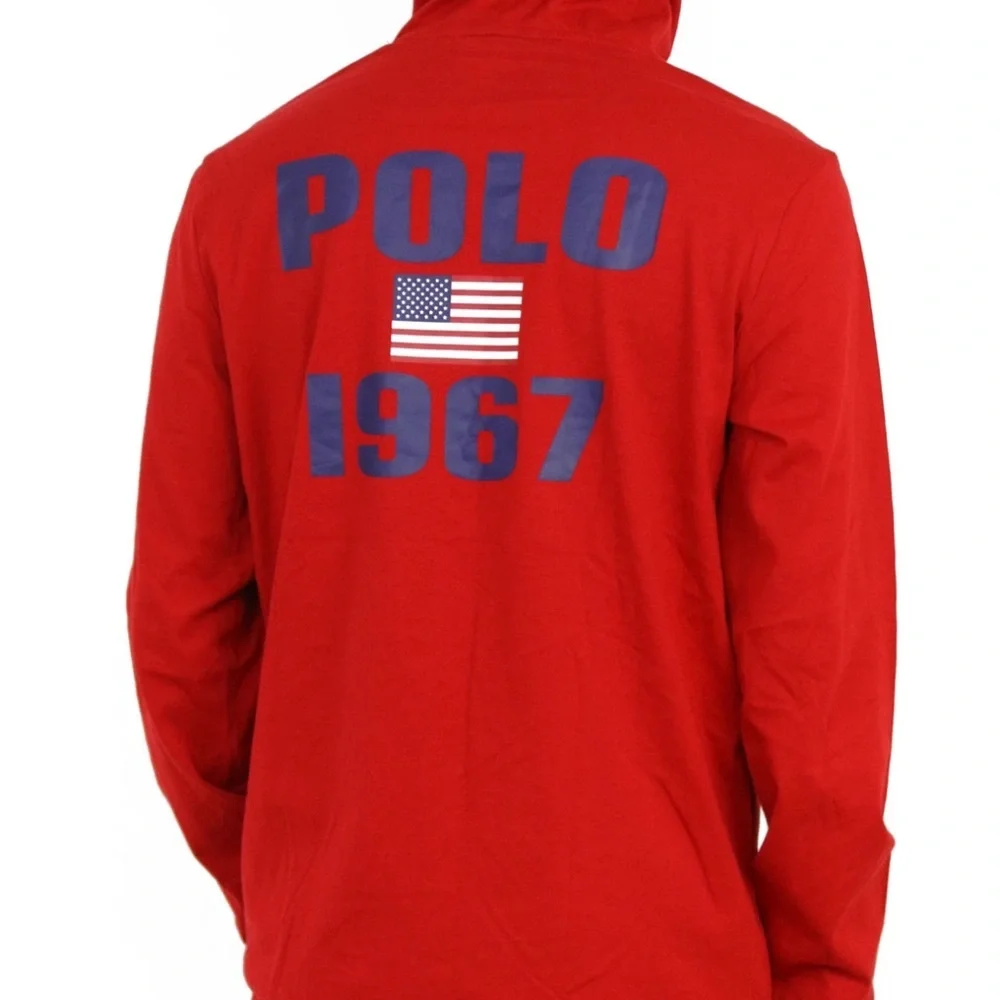 Polo Ralph Lauren Long Sleeve Hooded Big Pony Long Sleeve Spell Out Sz Large